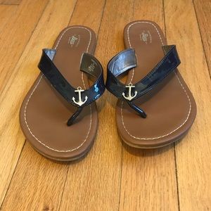 🌊 G.H. Bass Tasha Sandals, Navy with Anchor